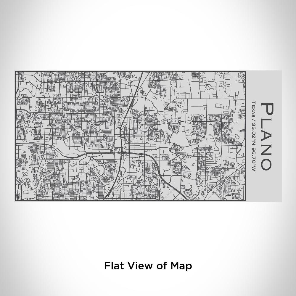 Plano Texas Map Insulated Bottle with custom engraving and coordinates, showcasing a sleek stainless steel design.